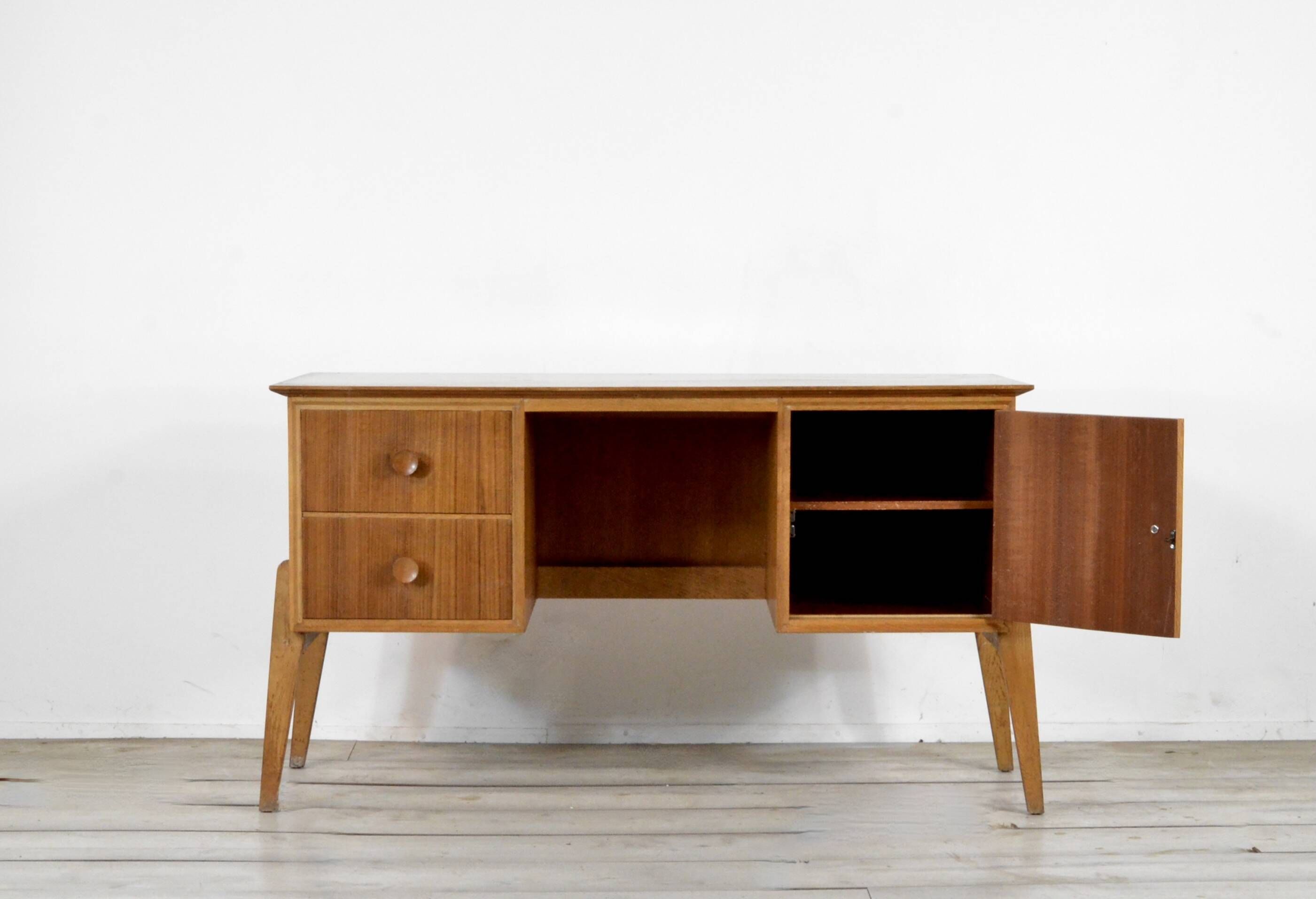 Midcentury Teak Petite Desk / Dresser By Meredew. Vintage Modern Danish Sca