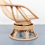 Lounge armchair with vintage bamboo side table