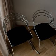 2 Vintage Design 80s Stylistic Wire Steel Chairs Chrome