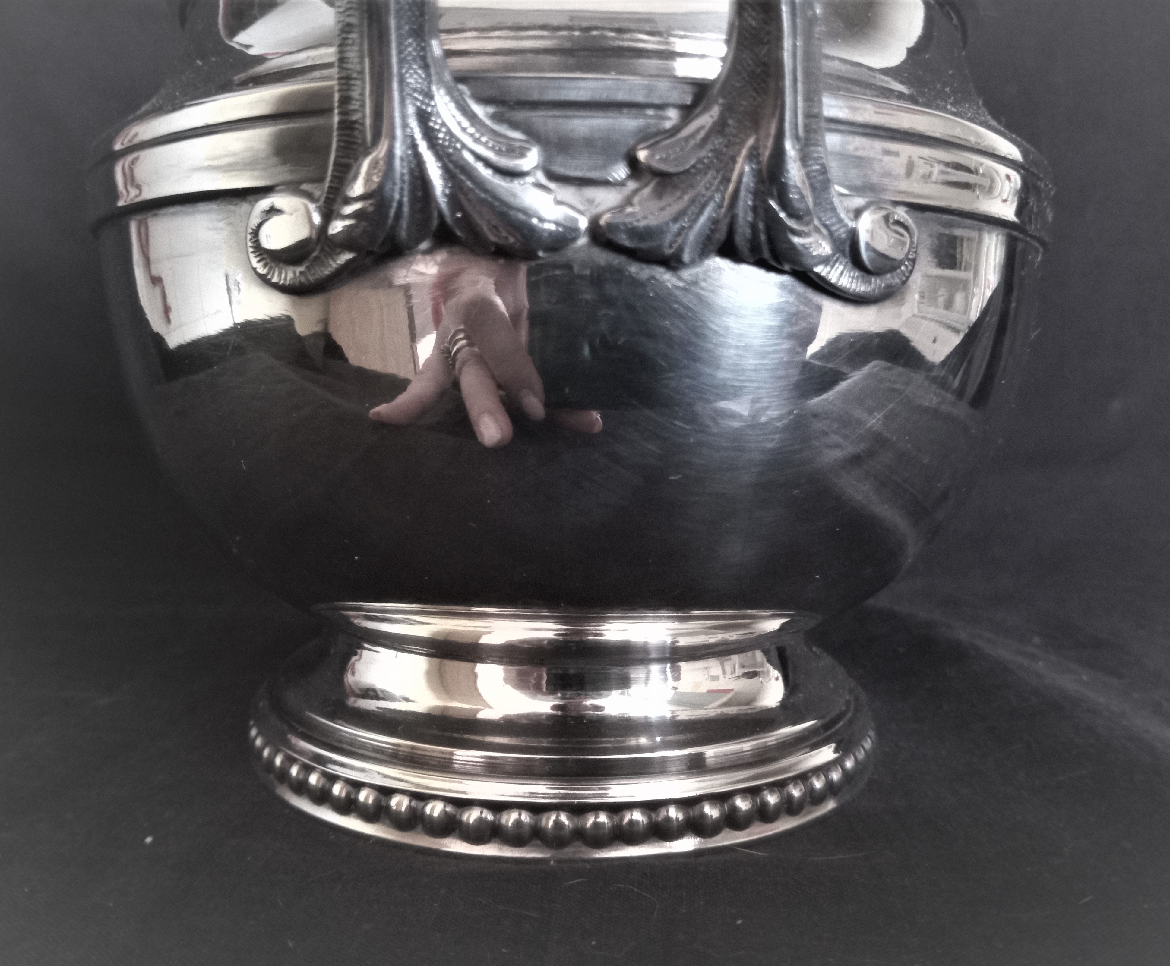 Tea and coffee set on tray, in silver metal Ercuis Goldsmith