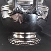 Tea and coffee set on tray, in silver metal Ercuis Goldsmith