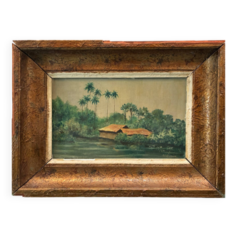 Exotic landscape with palm trees XXth century