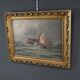 Painting "Entry to the Port in Rough Seas", oil on canvas, signed C. Demont – early 20th century