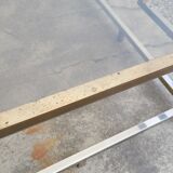 Rectangular coffee table in brass and chromed metal 1970 design