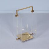 Hollywood Regency umbrella stand in acrylic and brass, 1980s – transparent design