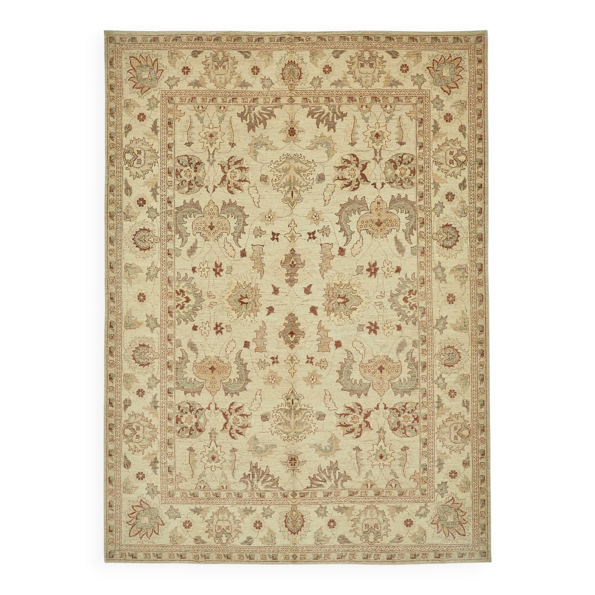 Tapis Oushak en laine noué à la main turc 266 cm x 377 cm