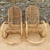 Pair of rattan rocking chairs by Rohe Noordwolde
