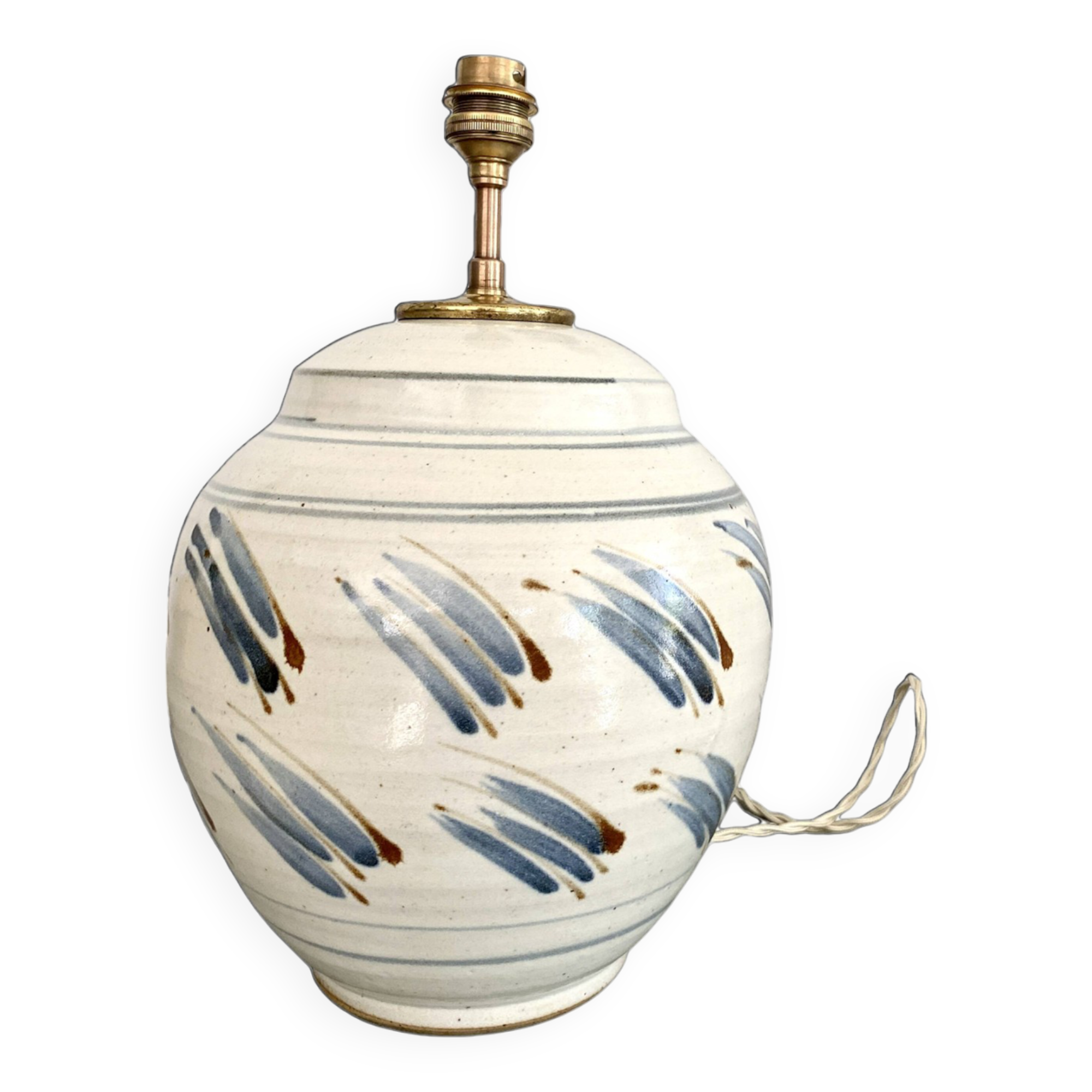 Pied de lampe céramique, câble tissu neuf 200 cm