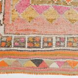 Tapis couloir kilim vintage , Orange, rose et beige boho pastel, 98x332 Cm