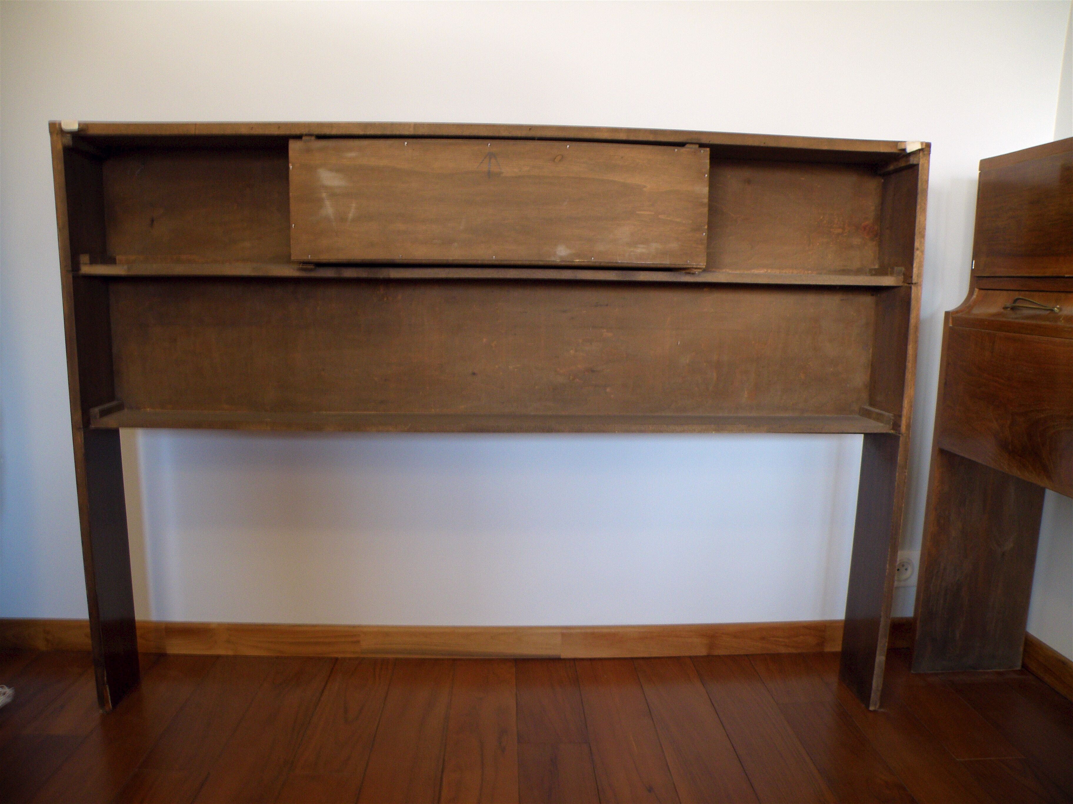 Cozy walnut bramble headboard for bed 140 x 190, from 1950