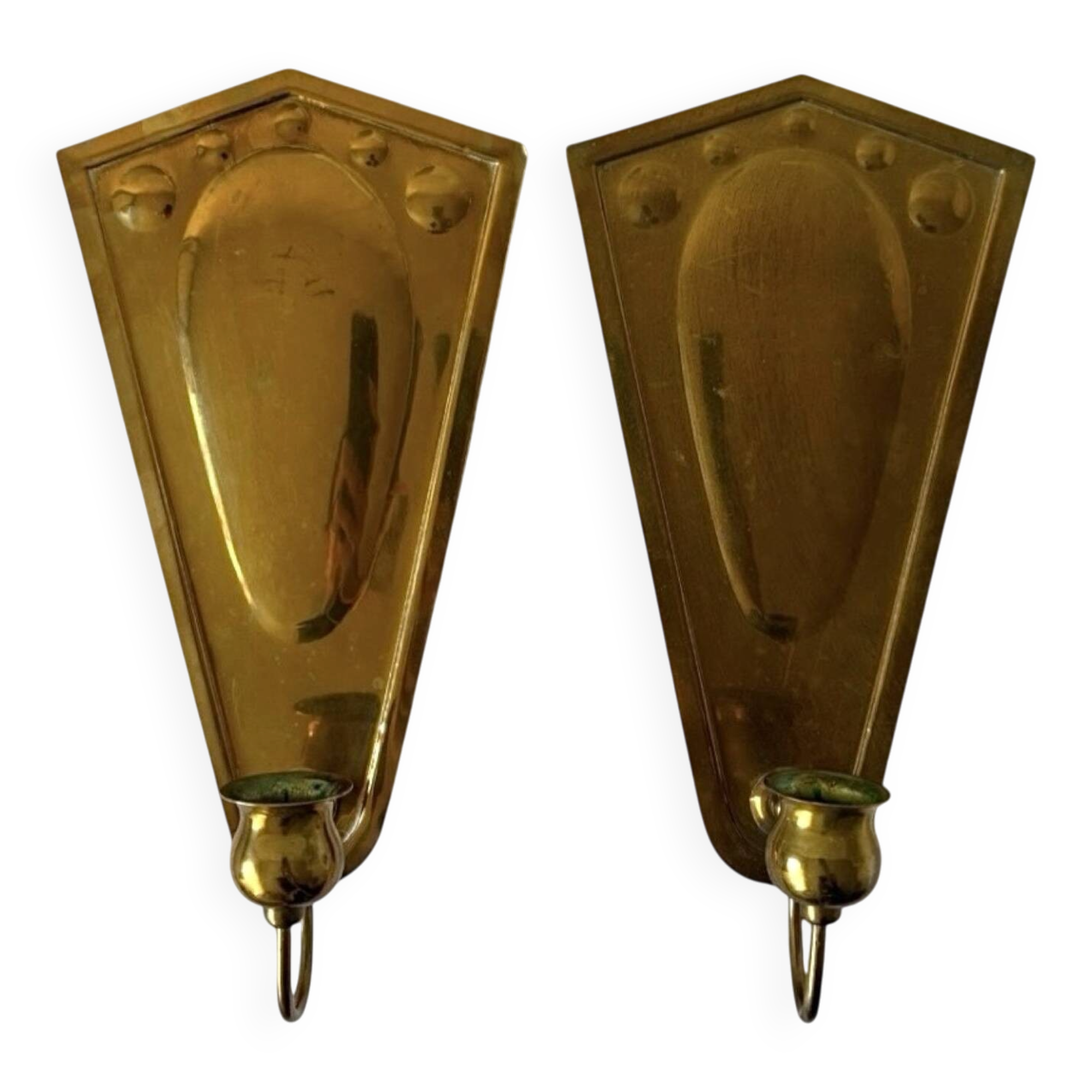 Scandinavian wall candle holders in brass