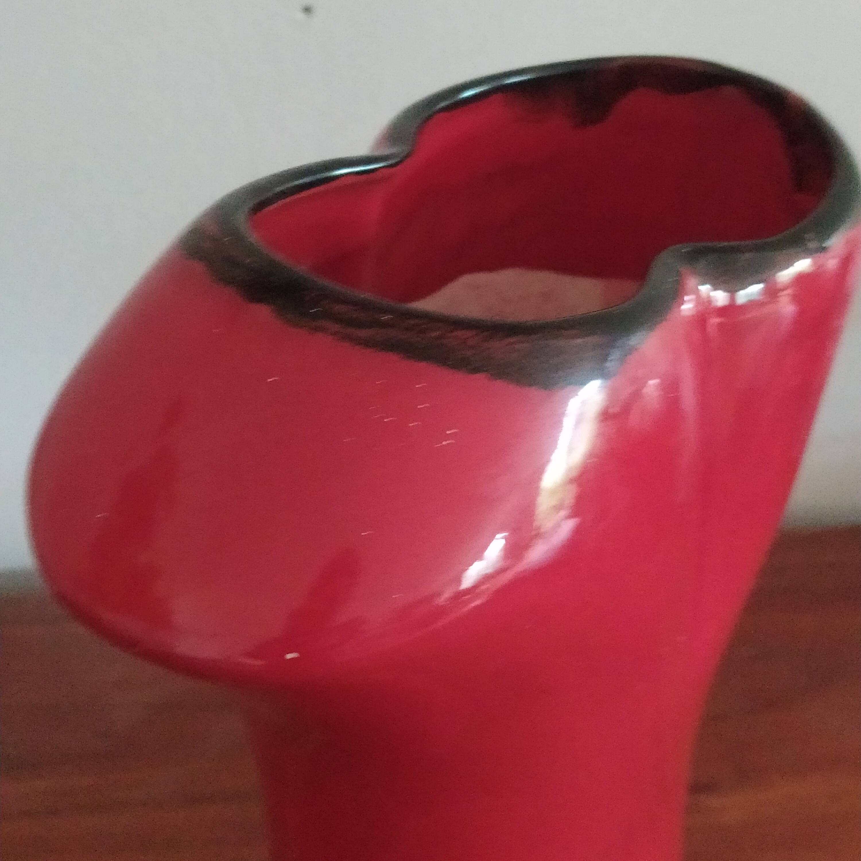 red ceramic designer vase by Les Grottes de Dieulefit