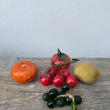 Fruits: grapes, tomatoes, oranges, cherries, kiwis in Murano glass