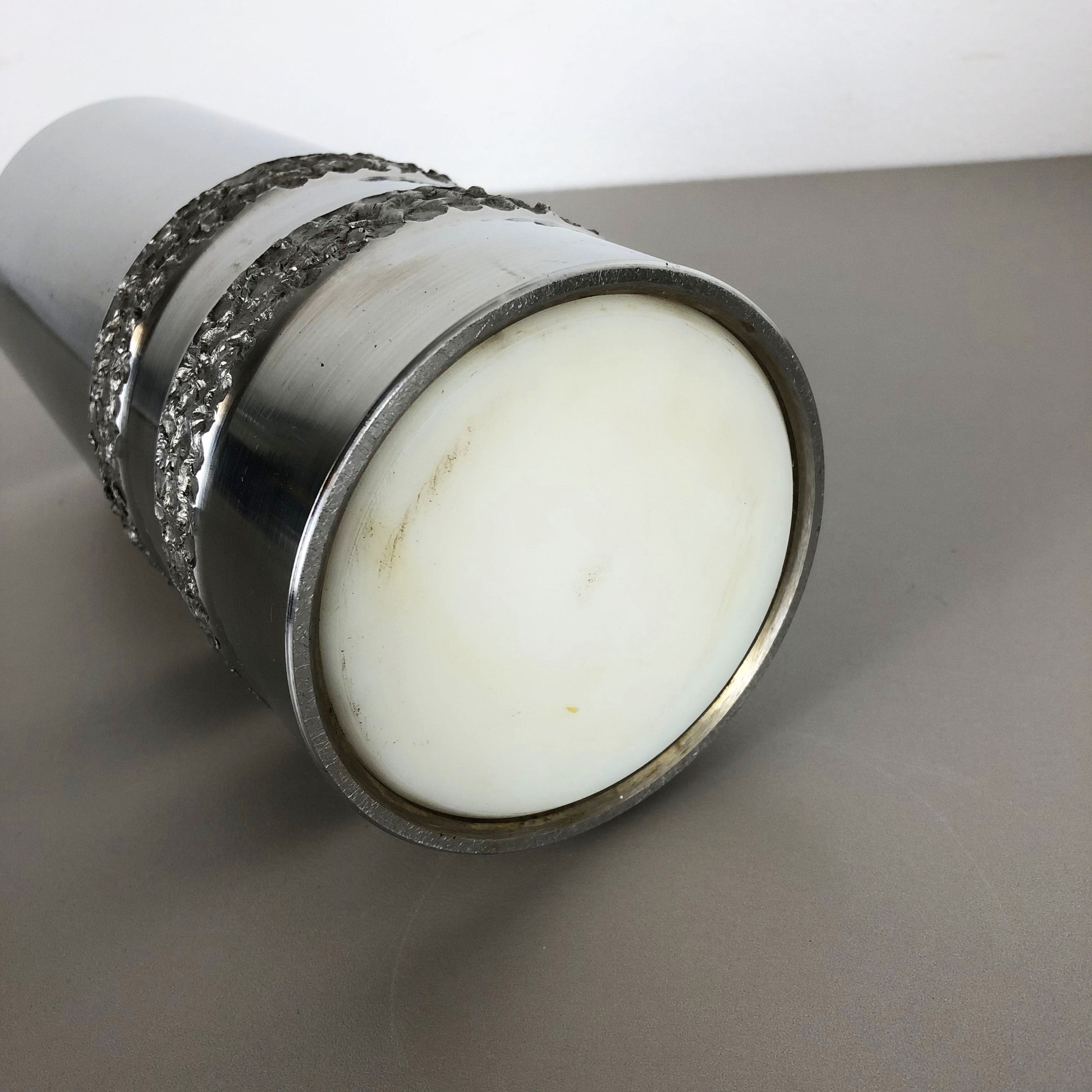 Set of 2 modernist vintage sculptural brutalist steel vases, Germany 1970s