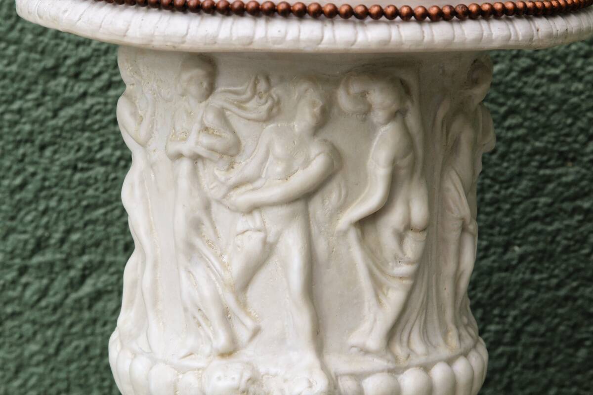 Pair of Medicis Borghese vases in porcelain biscuit and brass.