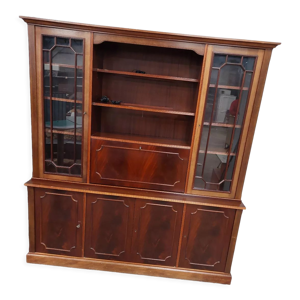 Bibliothèque en acajou avec bar