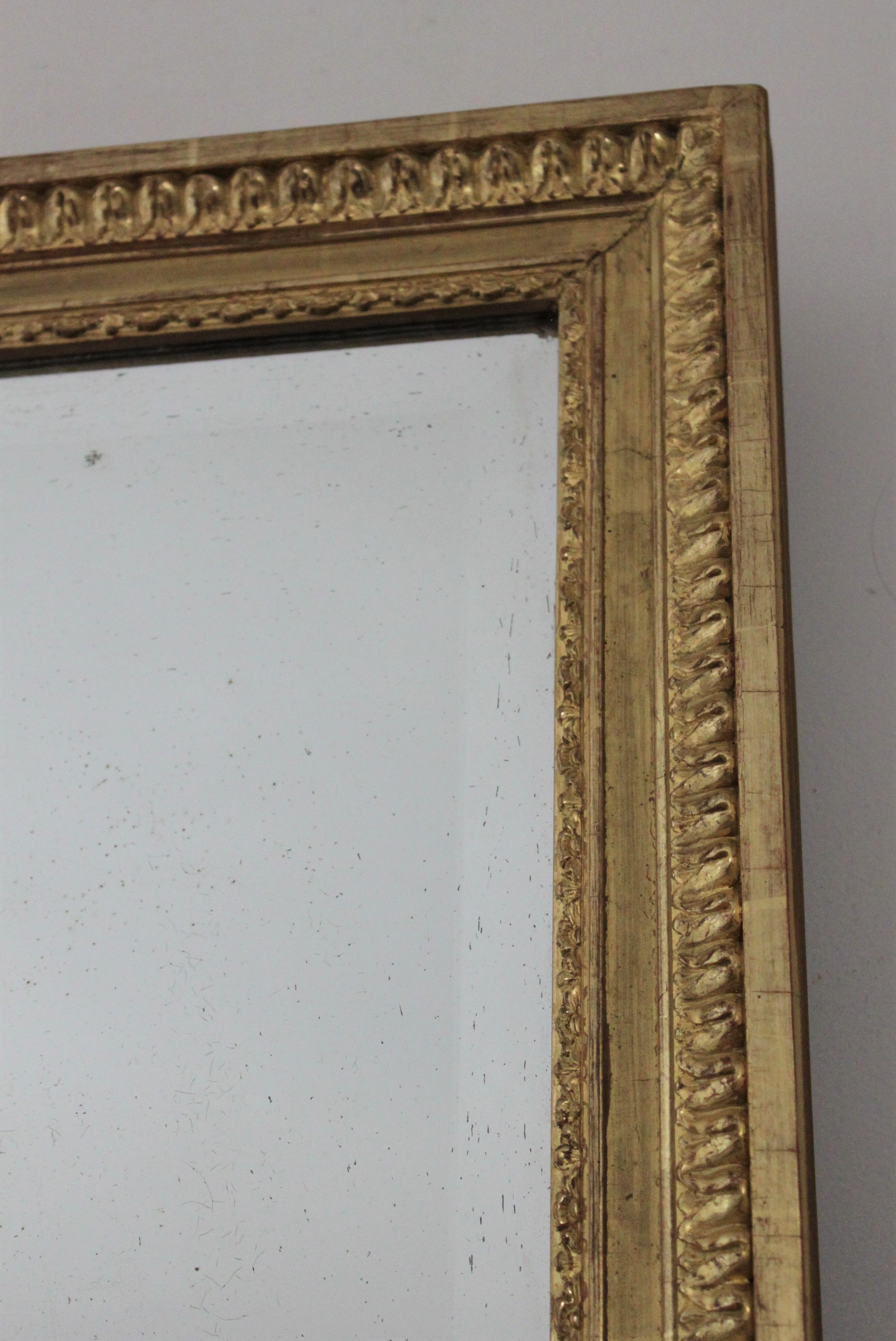 Golden gold leaf XIX mirror with an ancient bevelled ice cream 77x131cm