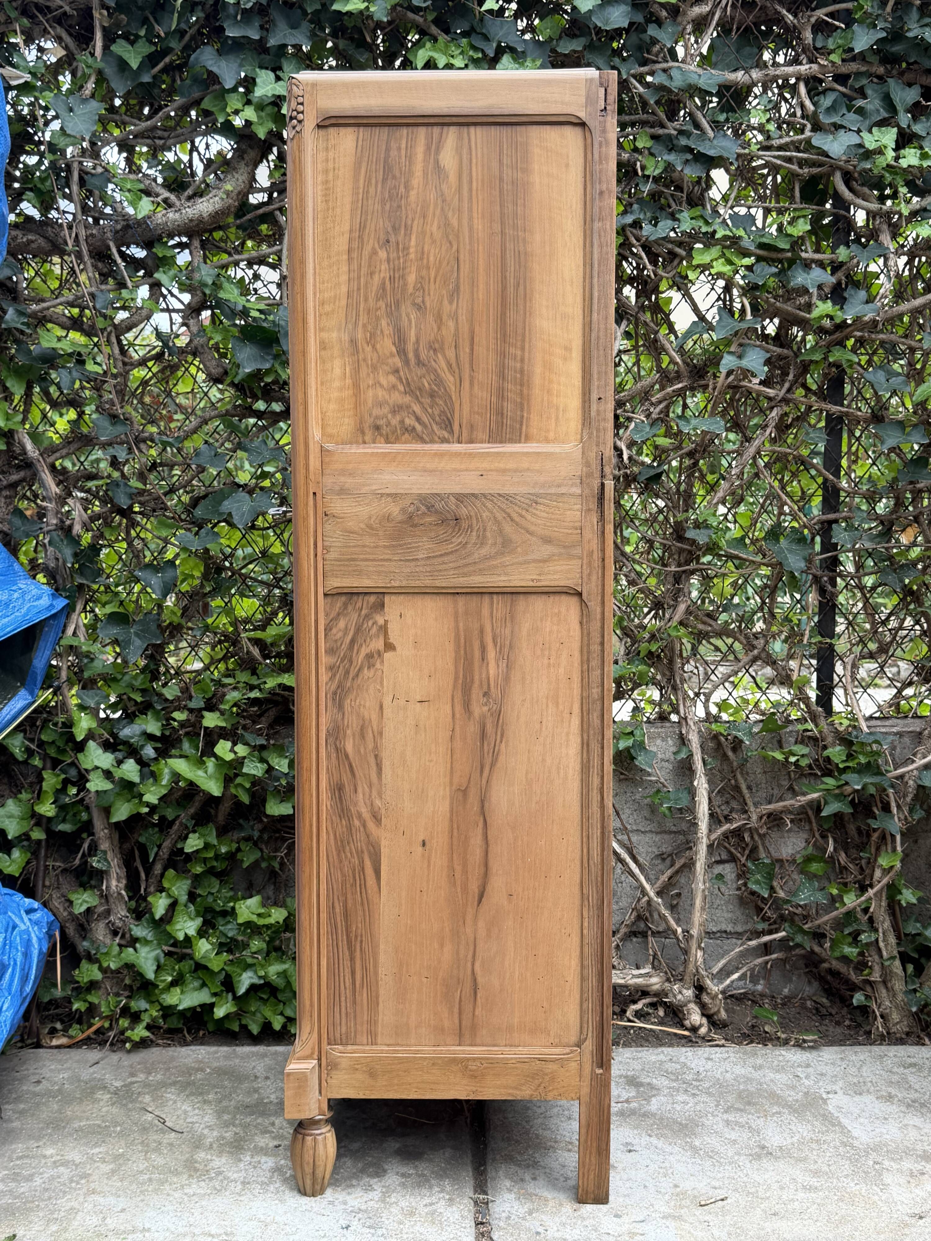 Rare pair of Art Deco glass columns in solid walnut – renovated