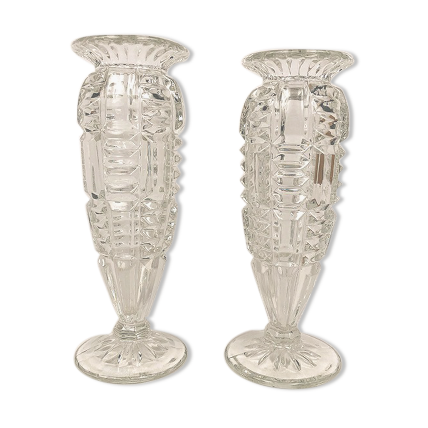 Pair of baluster-shaped glass vases