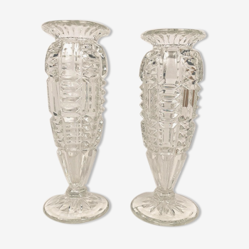 Pair of baluster-shaped glass vases
