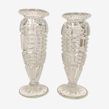 Paire de vases en verre forme balustre