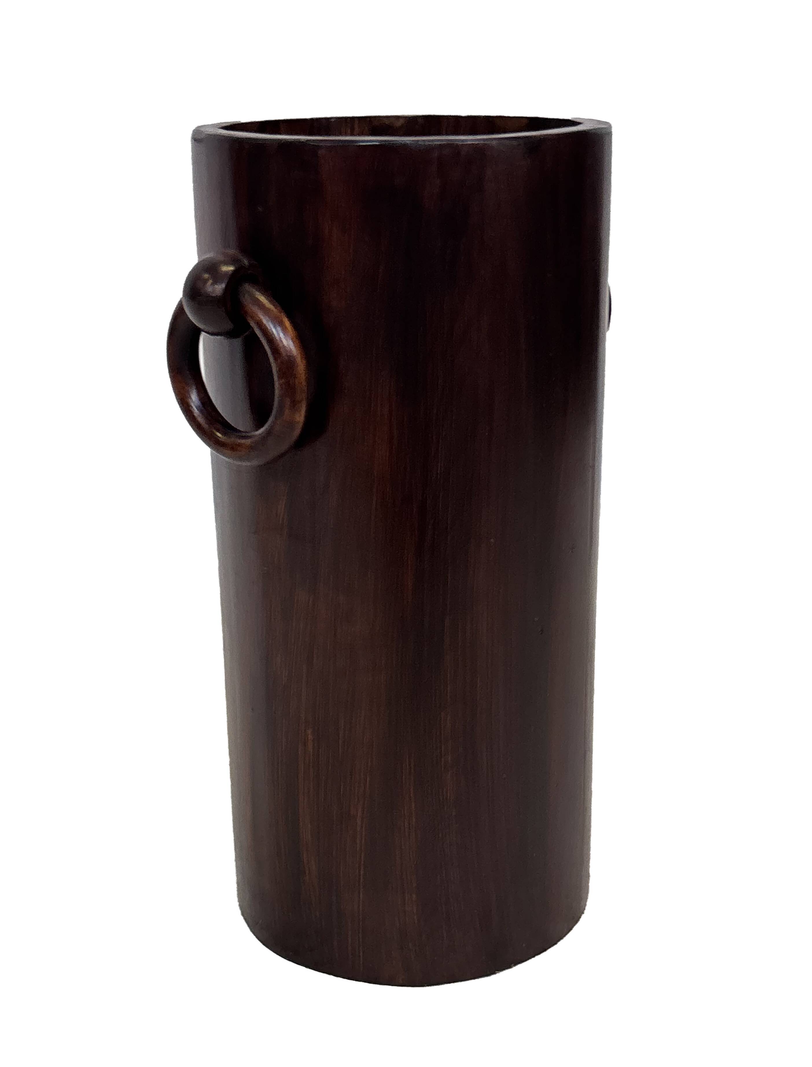 Vintage Wooden Cylinder Umbrella Stand, 1960s minimalist design