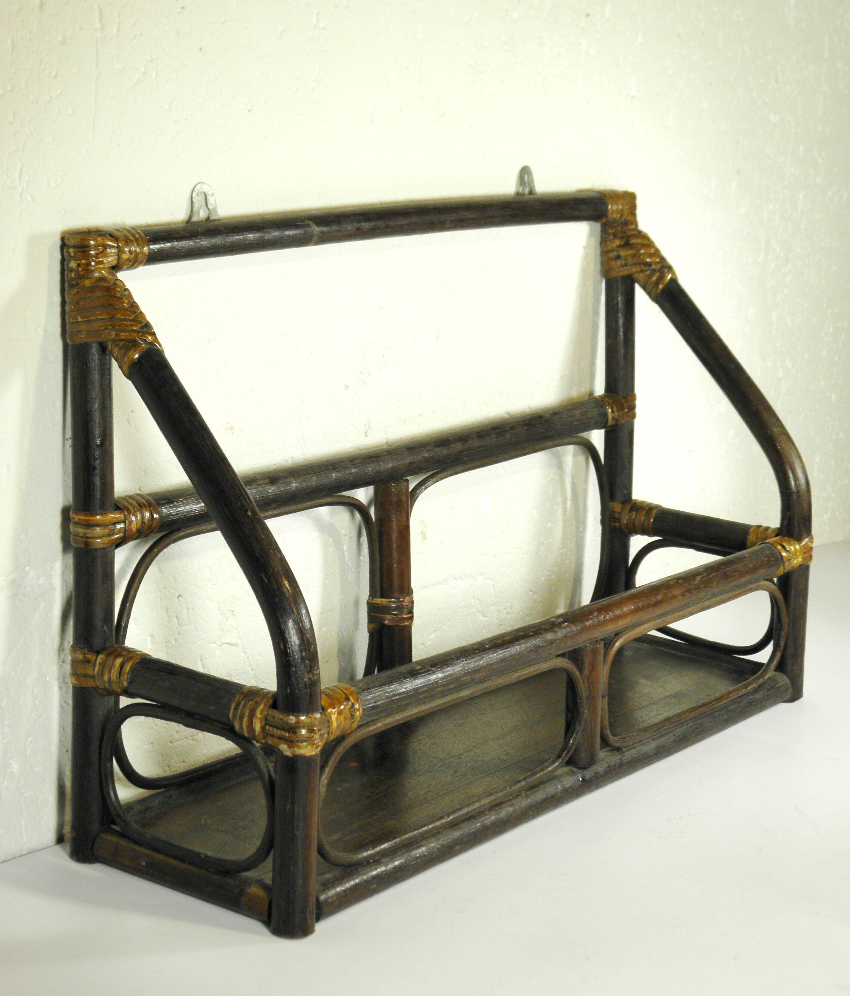 Rattan wall shelf
