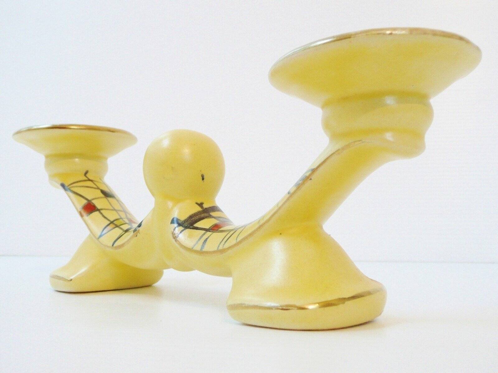 Ceramic candlestick with typical vintage patterns from the 1950s.