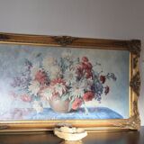 Large oil painting on canvas with golden frame