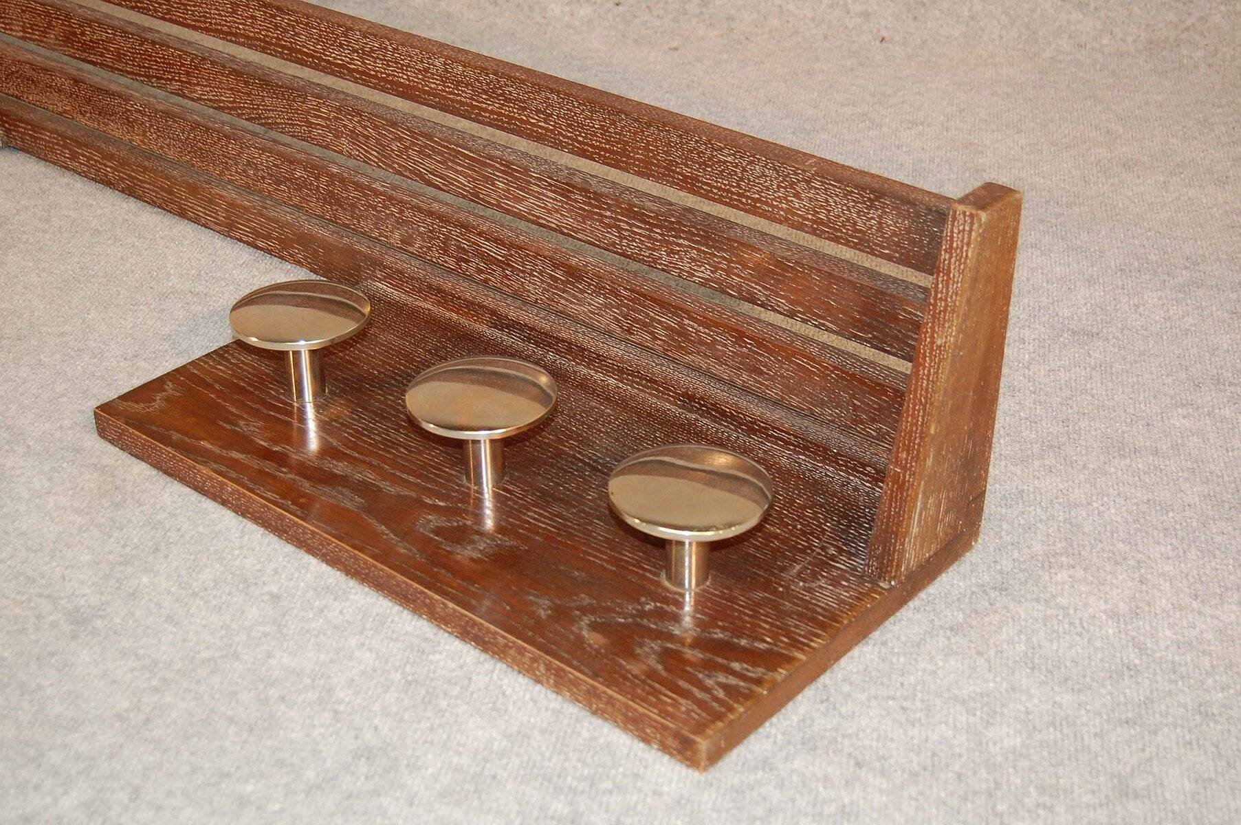 Modernist Art Deco coat racks in limed brown oak