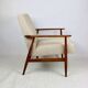 Armchair 'Lis', 1970s beige boucle design by Henryk Lis - natural wood