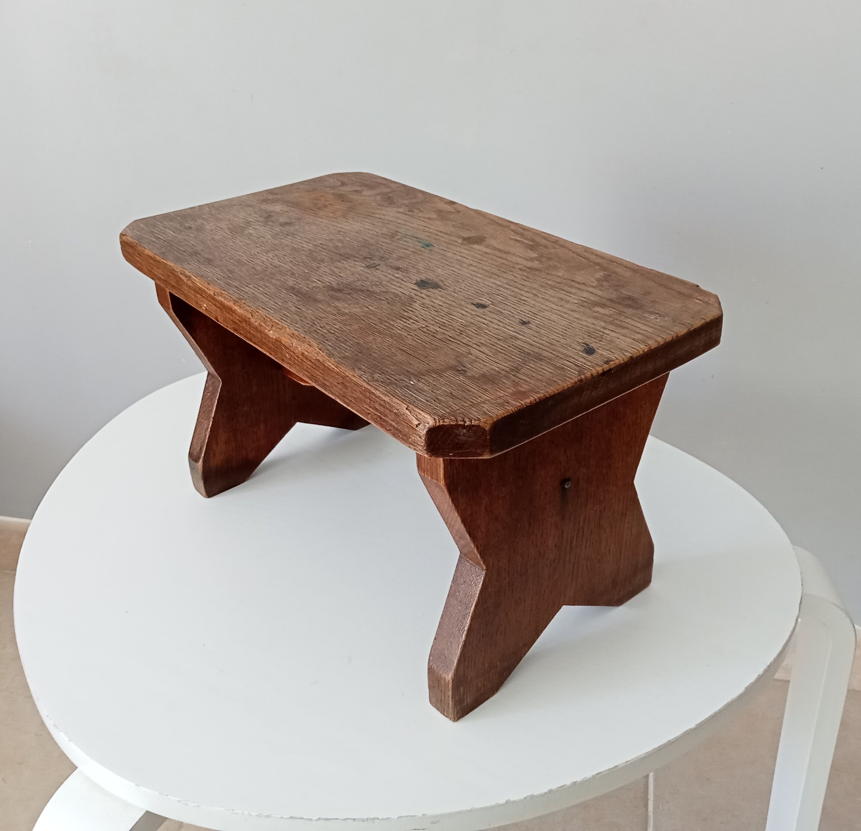 Antique solid oak stool