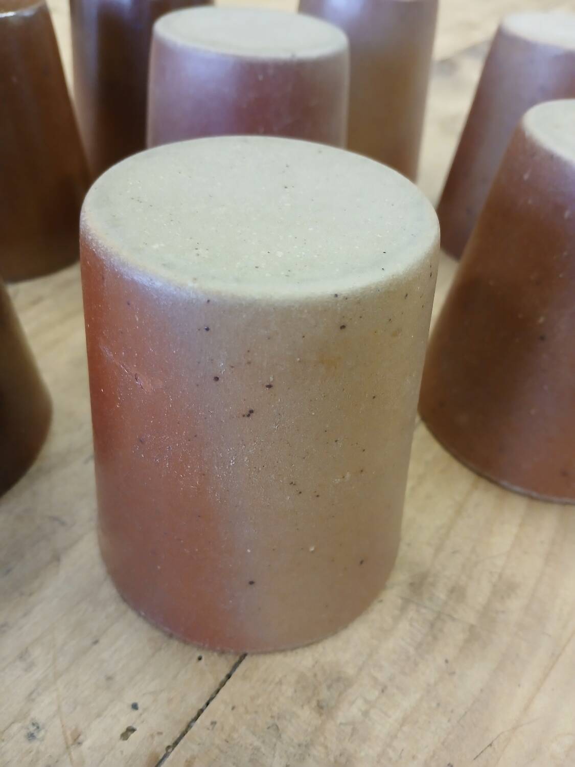 8 antique glazed stoneware cups/glasses