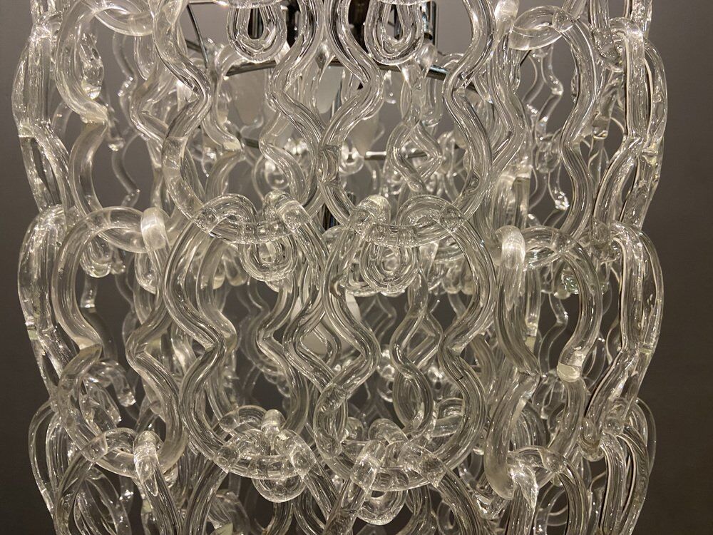Murano glass chandelier by Angelo Mangiarotti Vistosi production