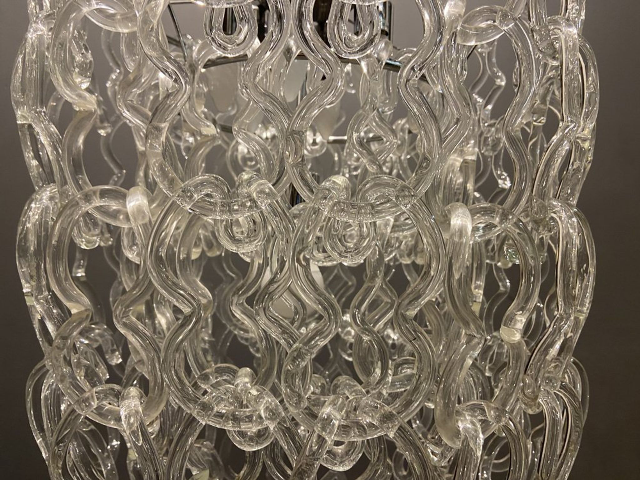 Murano glass chandelier by Angelo Mangiarotti Vistosi production