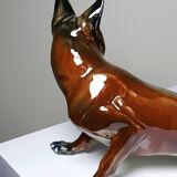 Large ceramic fox from St Clément, after Kraner, 1930s-50s.