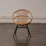 Fauteuil en rotin pieds métal