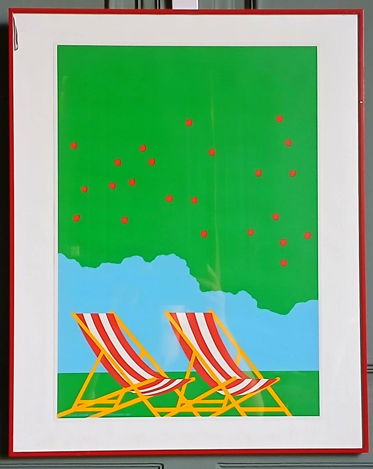 Danish screen print framed Ole Kortzau / Grønne Studie Copenhagen 1982