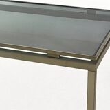 Brass coffee table with smoked glass top by Guy Lefevre, 1970s