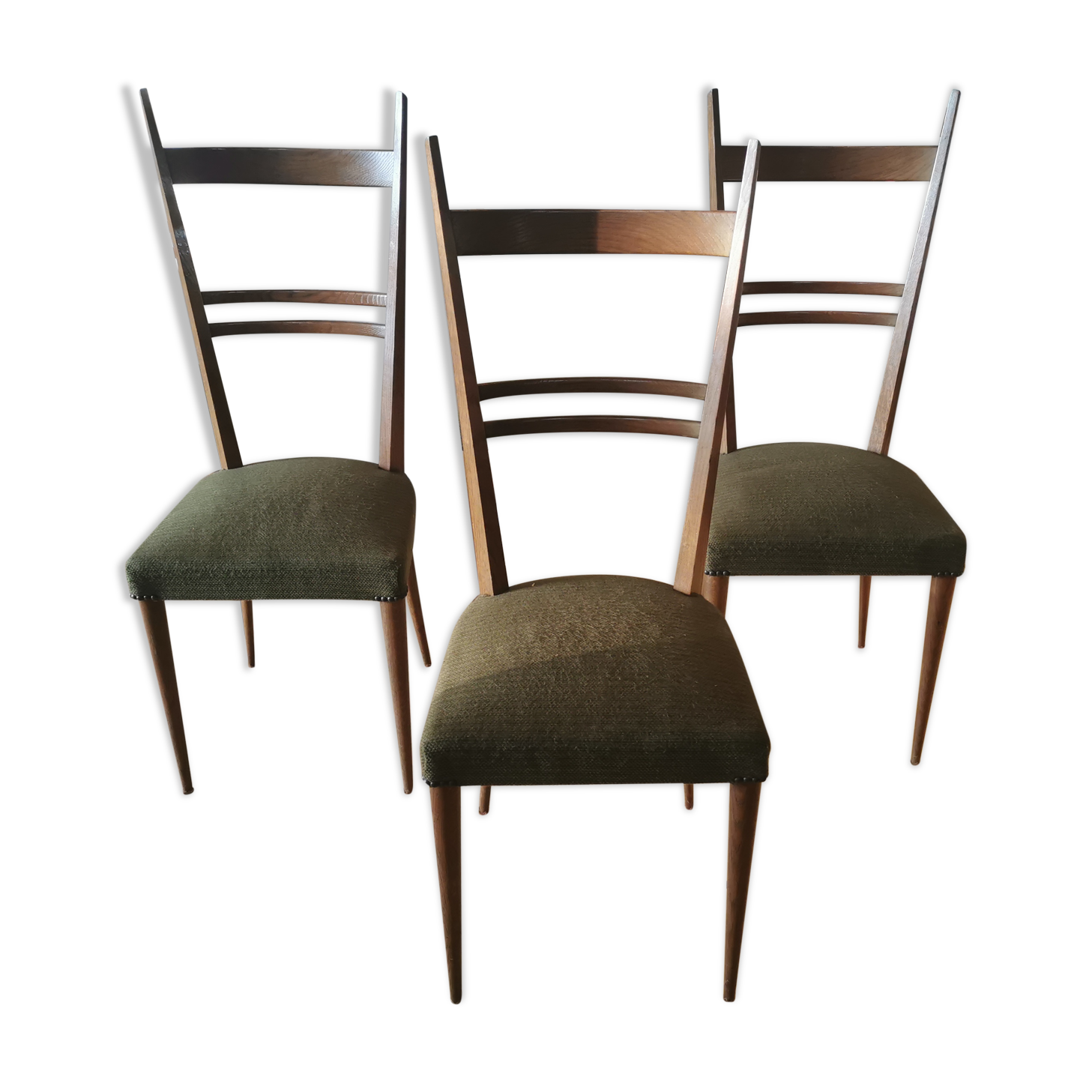 Lot of 6 Italian oak chairs from the 60s