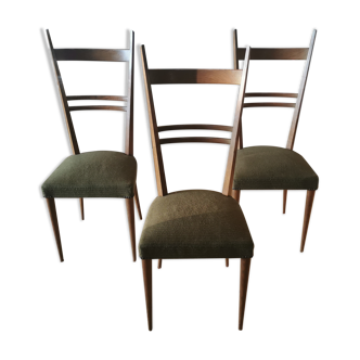 Lot of 6 Italian oak chairs from the 60s