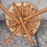 Low wicker and rattan stools, 1970s. (Set of 3)