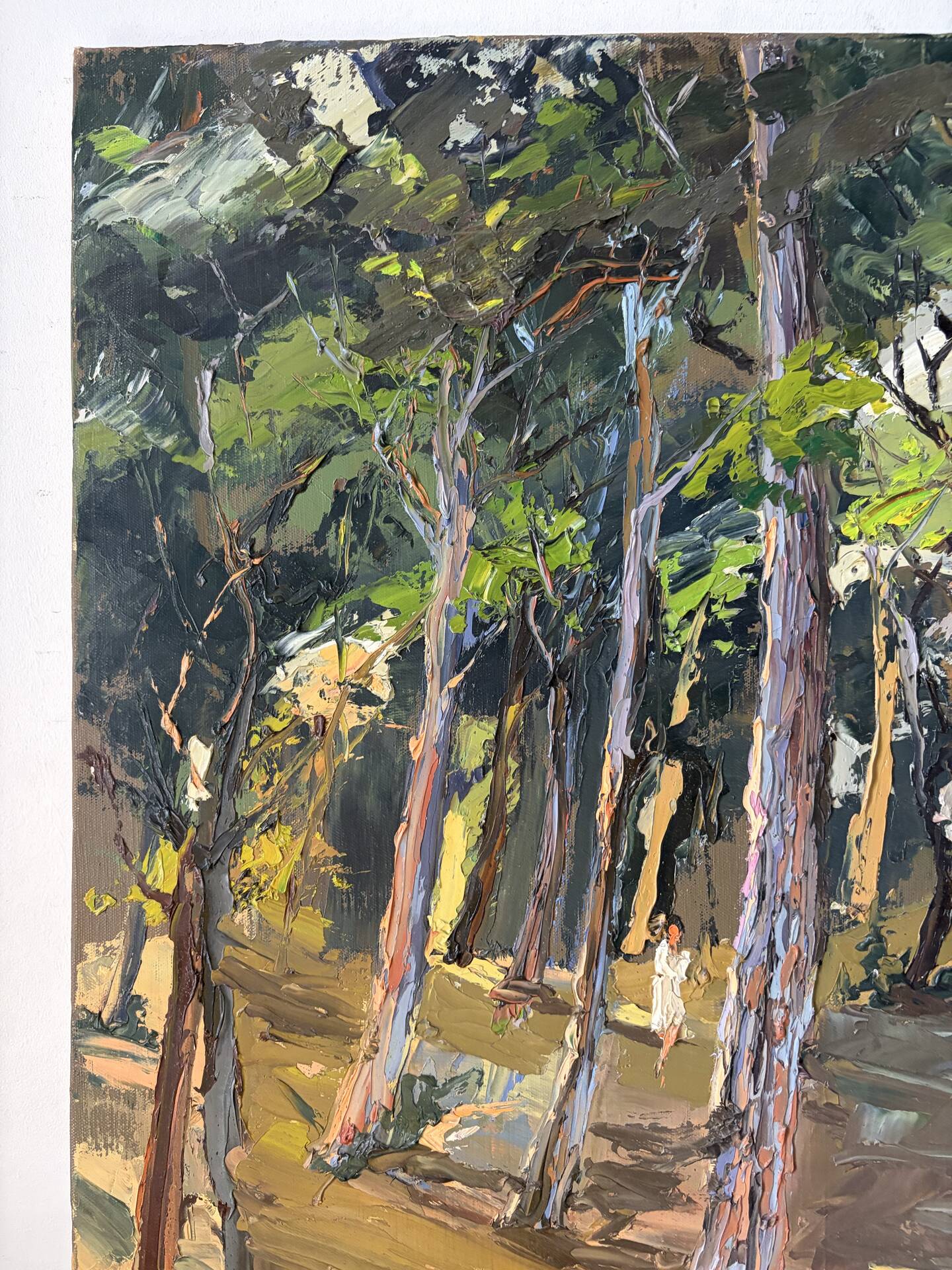 La clairière, huile à couteau, signée F Grillo