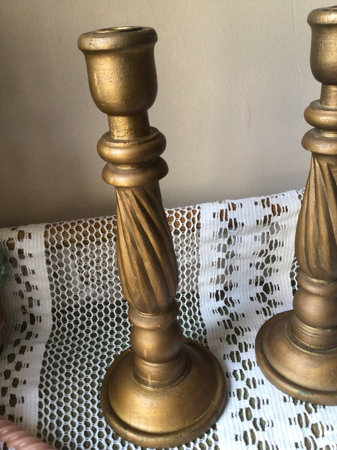 Large wooden candle holder