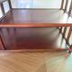 Retro side table - vinyl furniture - rattan and bamboo - 1980s