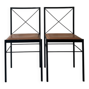 2 chaises en métal et - cuir