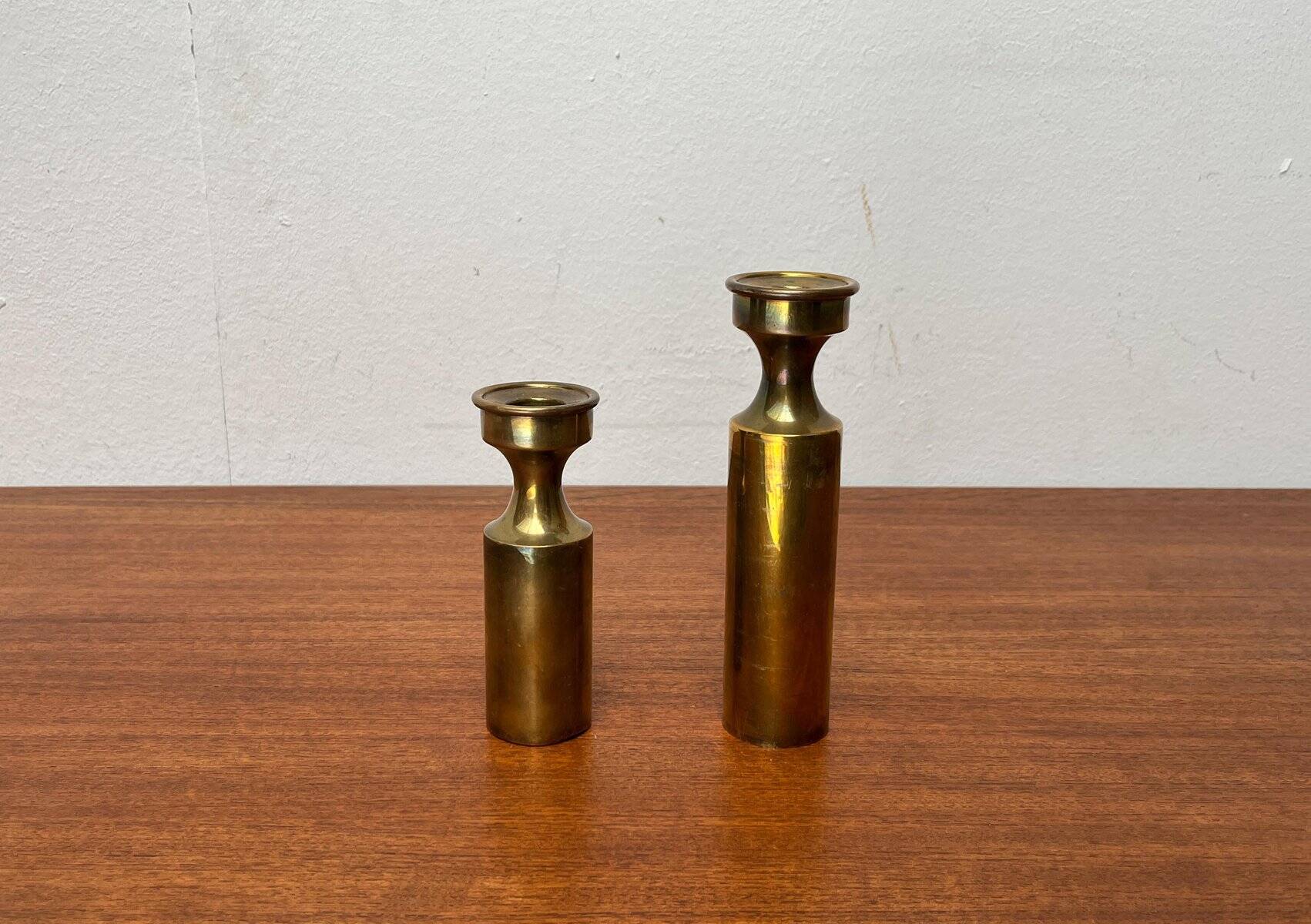 Danish brass candle holders from the mid-century by Boyes Metalkunst, 1960s, set of 2.