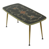 Fifties Rockabilly Coffee Table Glass Conical Golden Legs 90cm