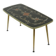 Fifties Rockabilly Coffee Table Glass Conical Golden Legs 90cm