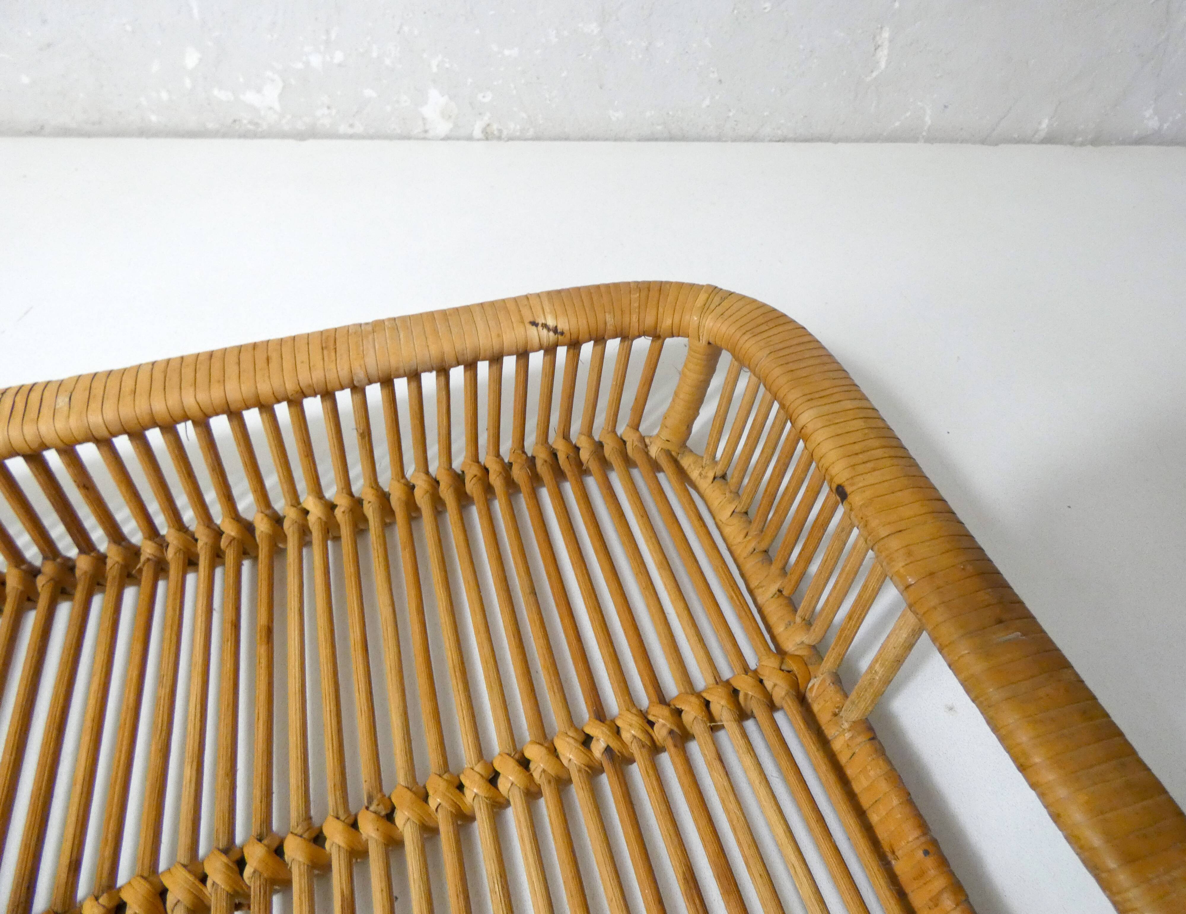 large vintage design rattan tray